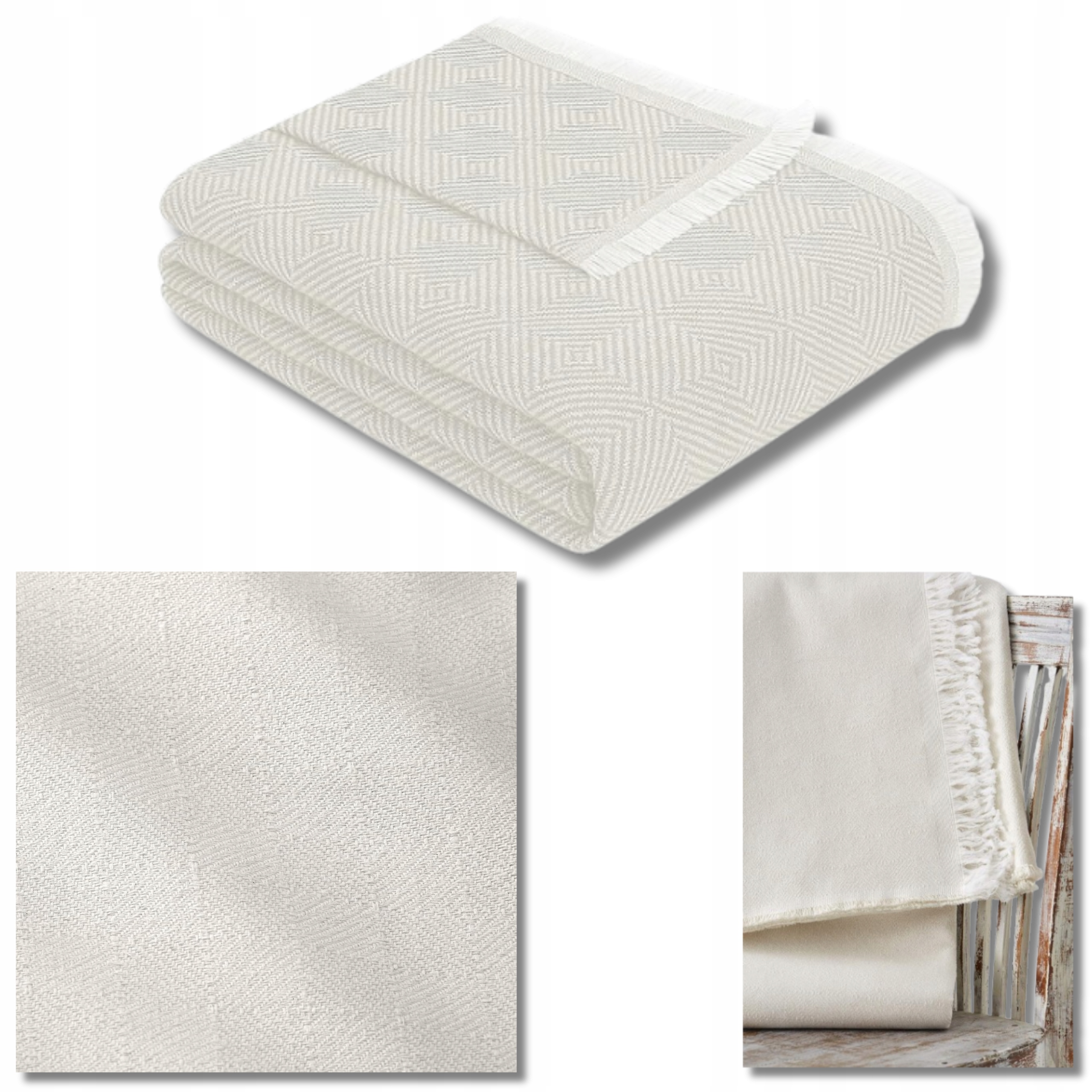 Krémová přikrývka na postel Pohovka 180 x 285 cm Měkká přikrývka