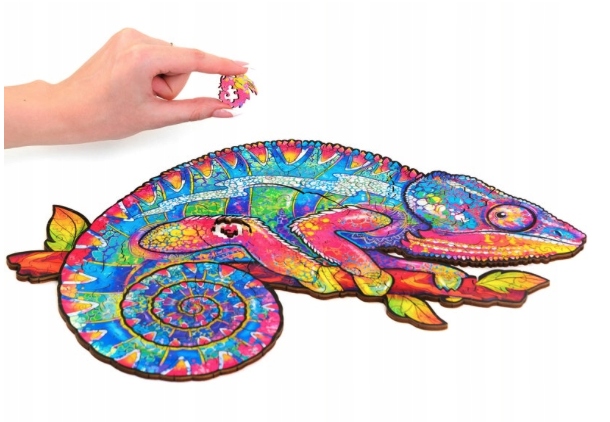 PUZZLE DREWNIANE DLA DOROSŁYCH KOLORY KAMELEON M Liczba elementów 143