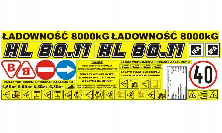 Naklejki przyczepy HL 80.11 czarne litery 44x130cm