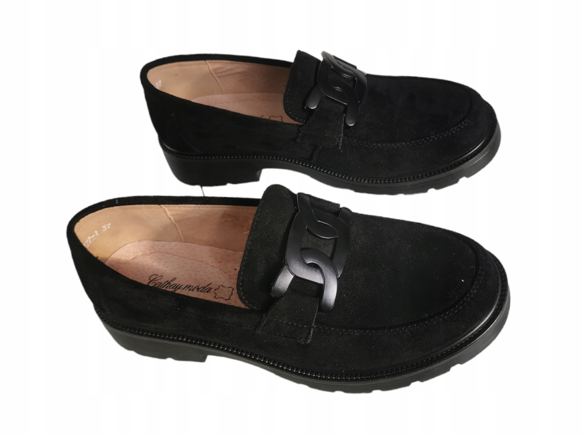 CZARNE MOKASYNY DAMSKIE ZAMSZOWE LOAFERSY 42 Kod producenta 2727-1