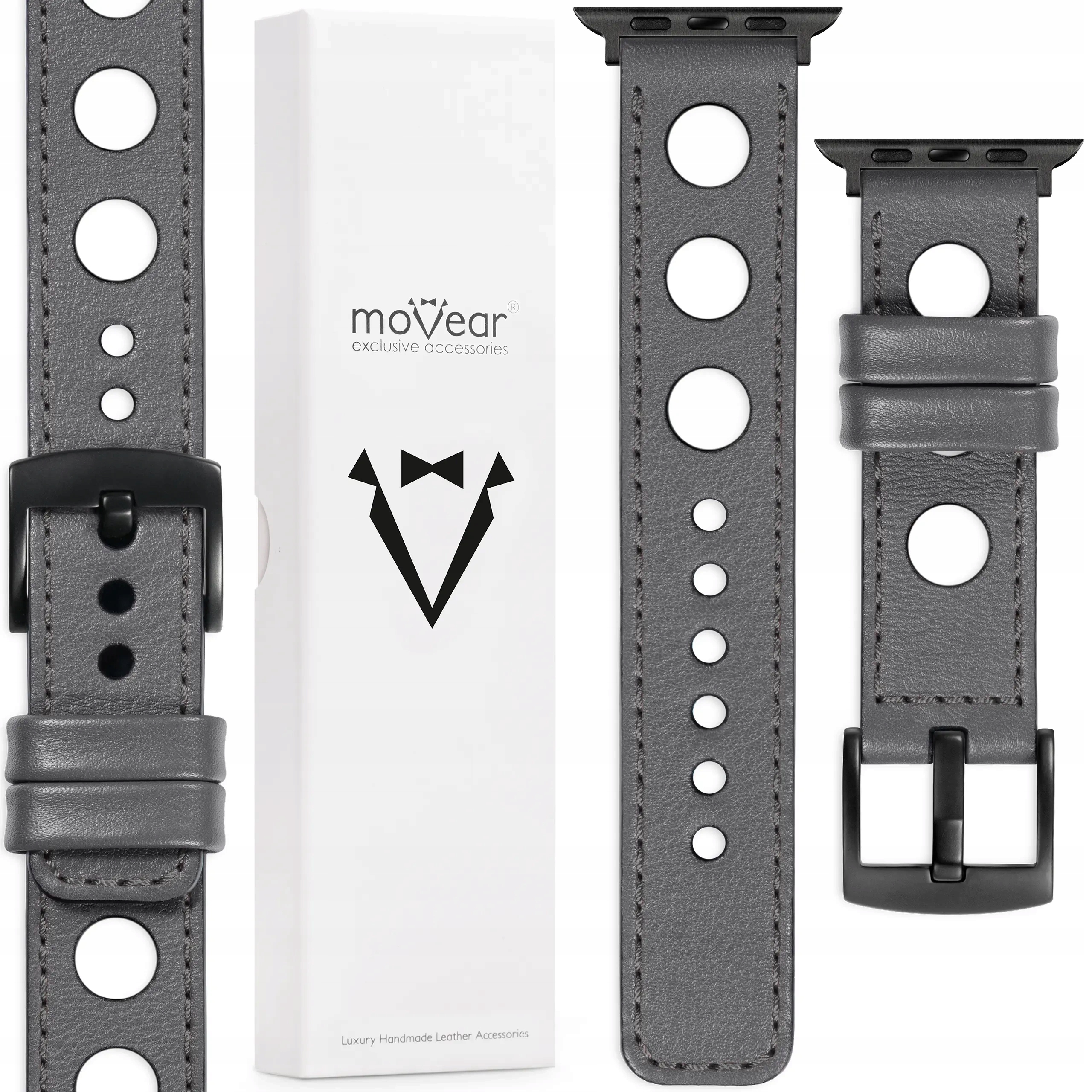 Kožený řemínek Apple Watch Ultra 10 9 8 7 6 5 Se Šedý Movear