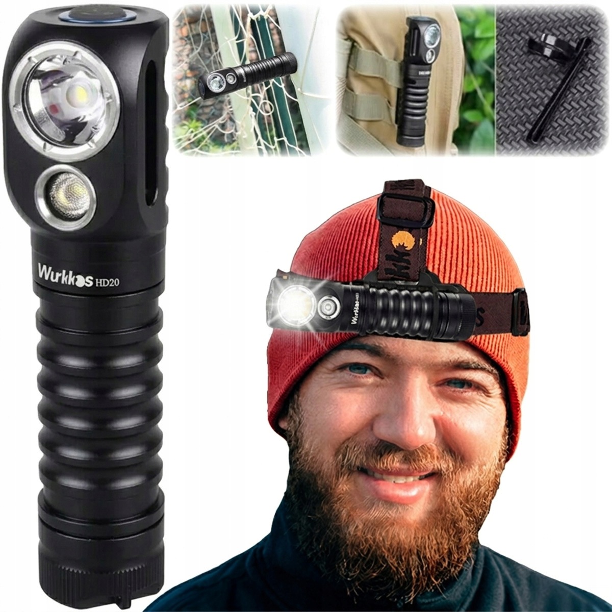 Wurkkos Lat Cz HD20 Latarka czołowa Wurkkos HD20 Powerbank 2000 lm czarna