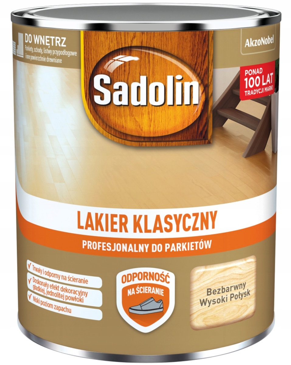Sadolin Lakier klasyczny Profesjonalny do parkietów Bezbarwny Połysk 4,5L