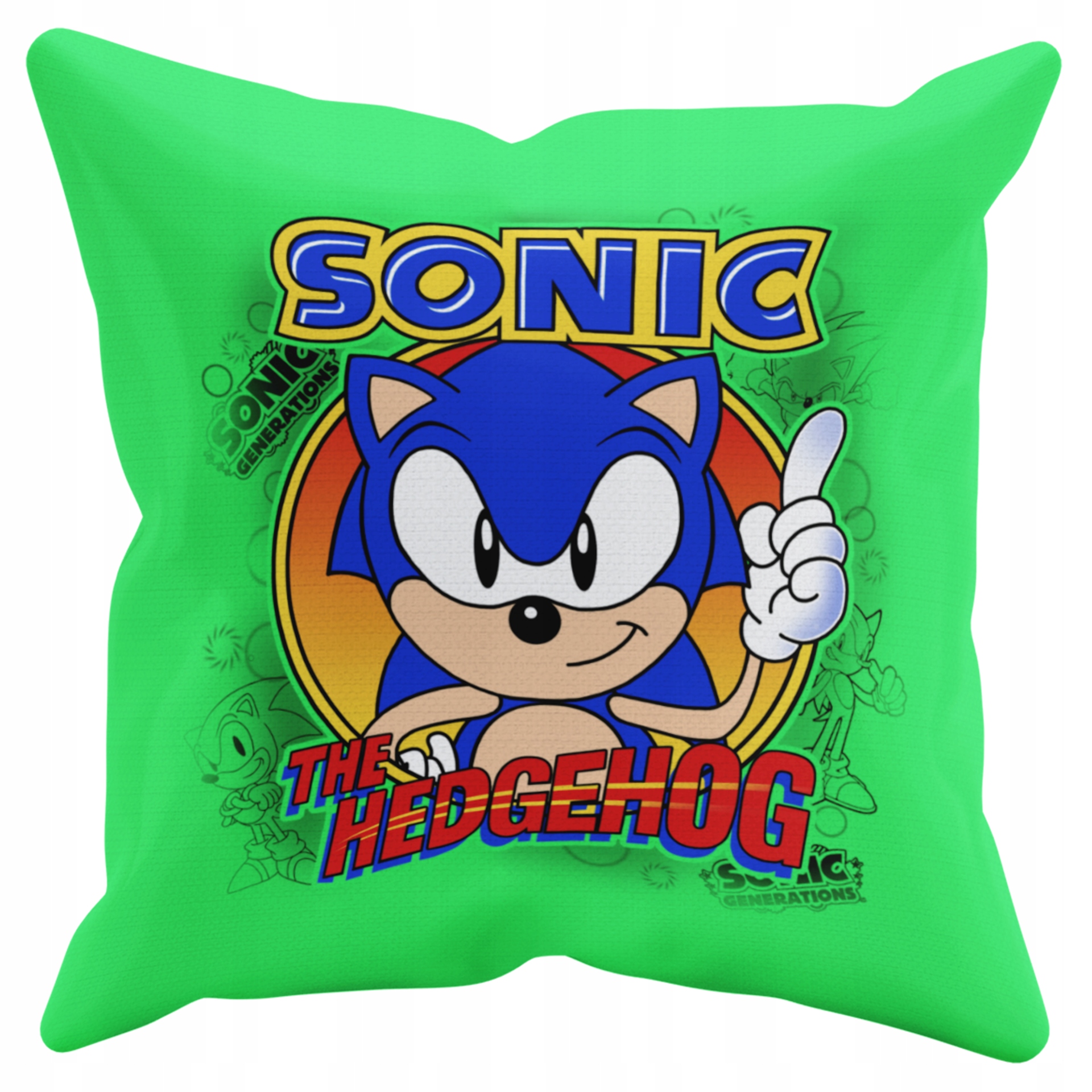 POSZEWKA NA PODUSZKĘ JAŚKA DO PRZEDSZKOLA SONIC JEŻYK + IMIĘ GRATIS Kolor dominujący odcienie zieleni