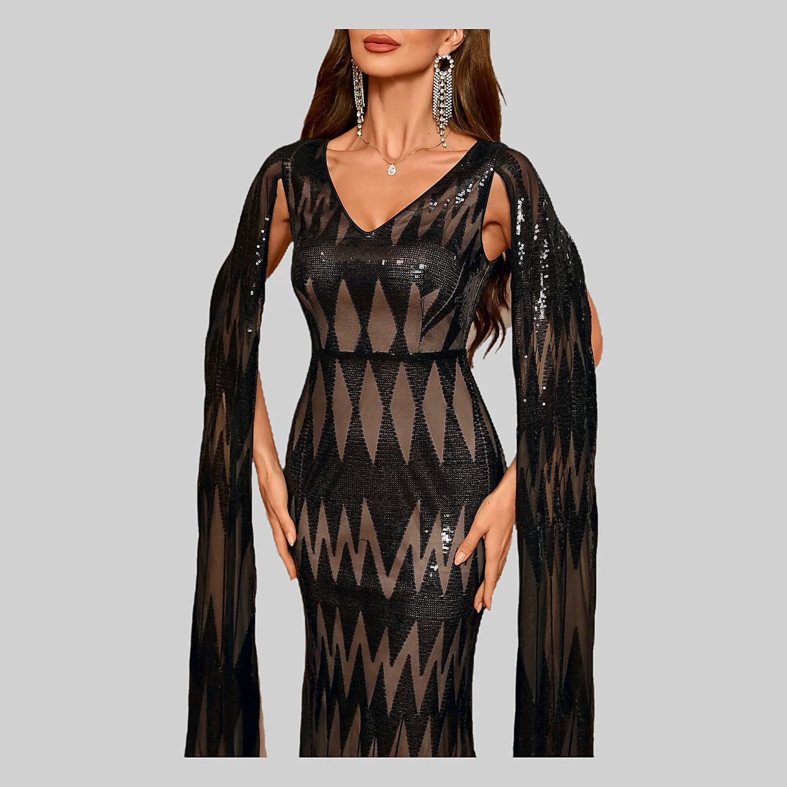Šaty Večerní flitrové bodycon mořská panna efektní Maxi unithorse M 38
