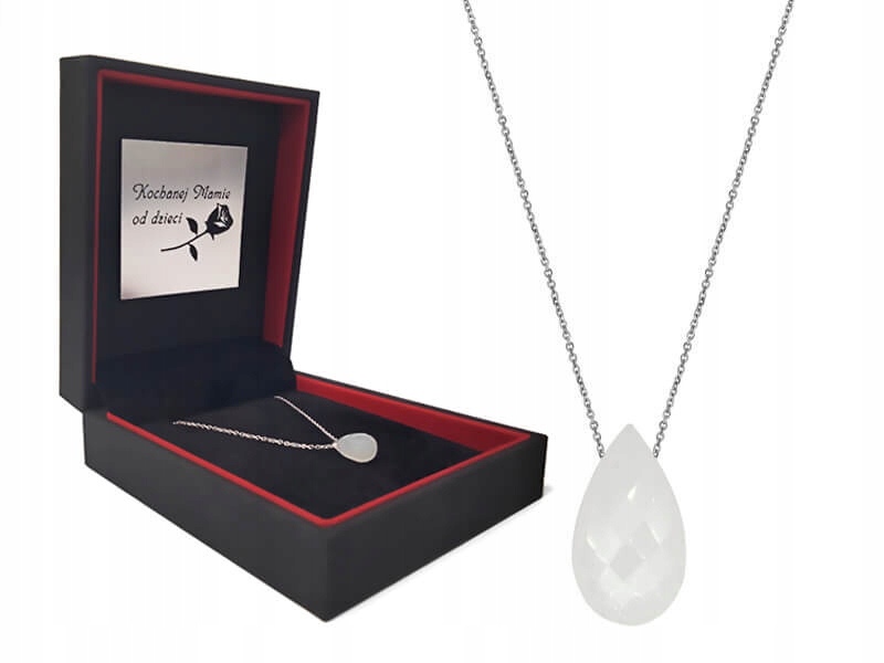 

Srebrny naszyjnik 925 kropla kamień księżycowy