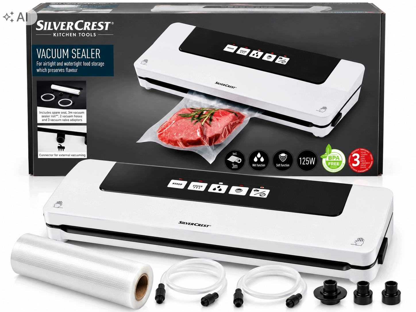 Vakuová svářečka SilverCrest Sv 125 C7 125 W Sous Vide Fólie 3 m
