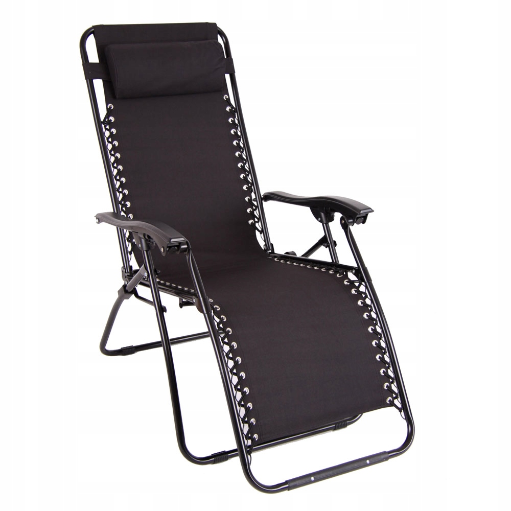Fotel relaksacyjny leżak Patio Relax metalowy 65x165x114 cm czarny Mocny