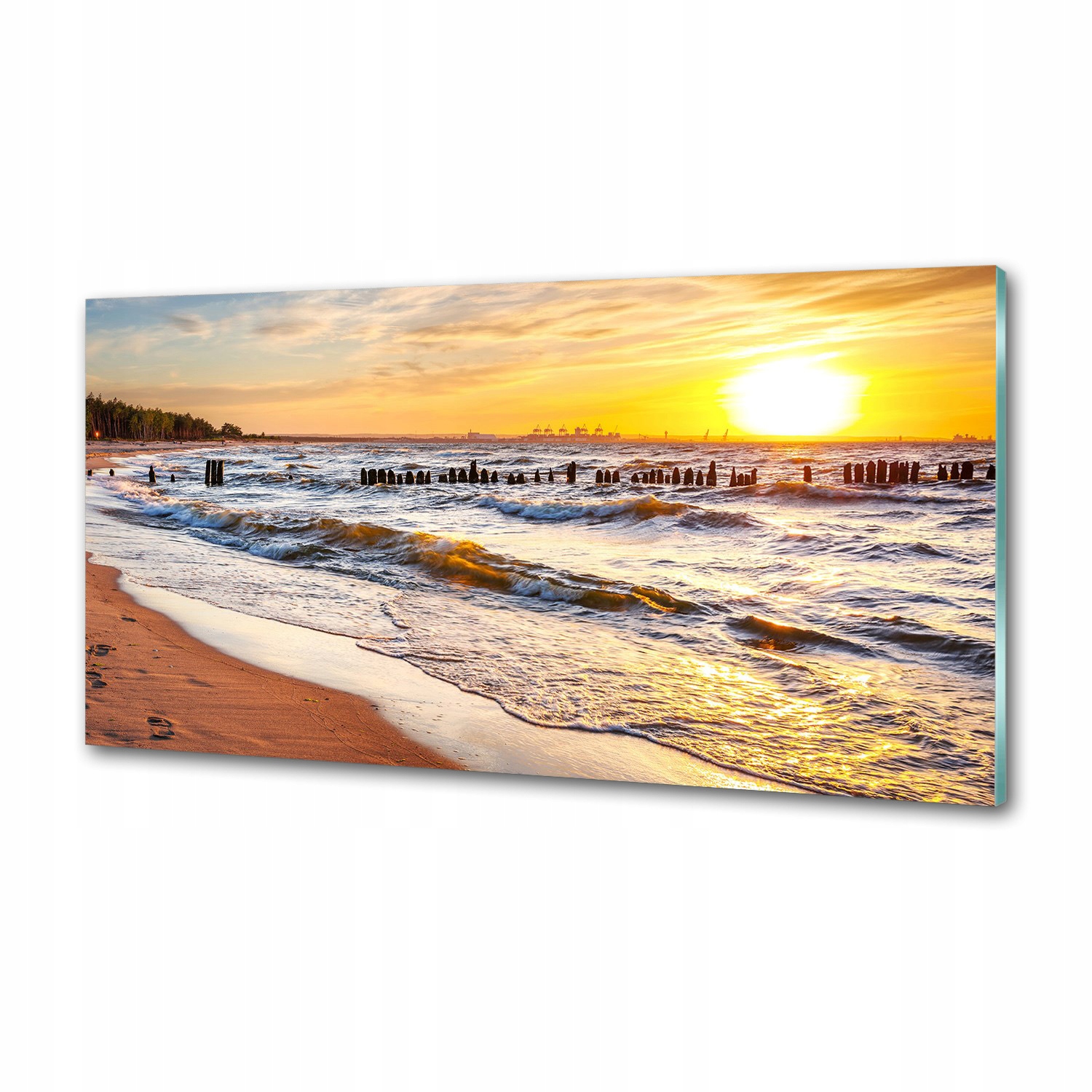 Panel lacobel Západ slnka pláž 100x50 cm Lepidlo