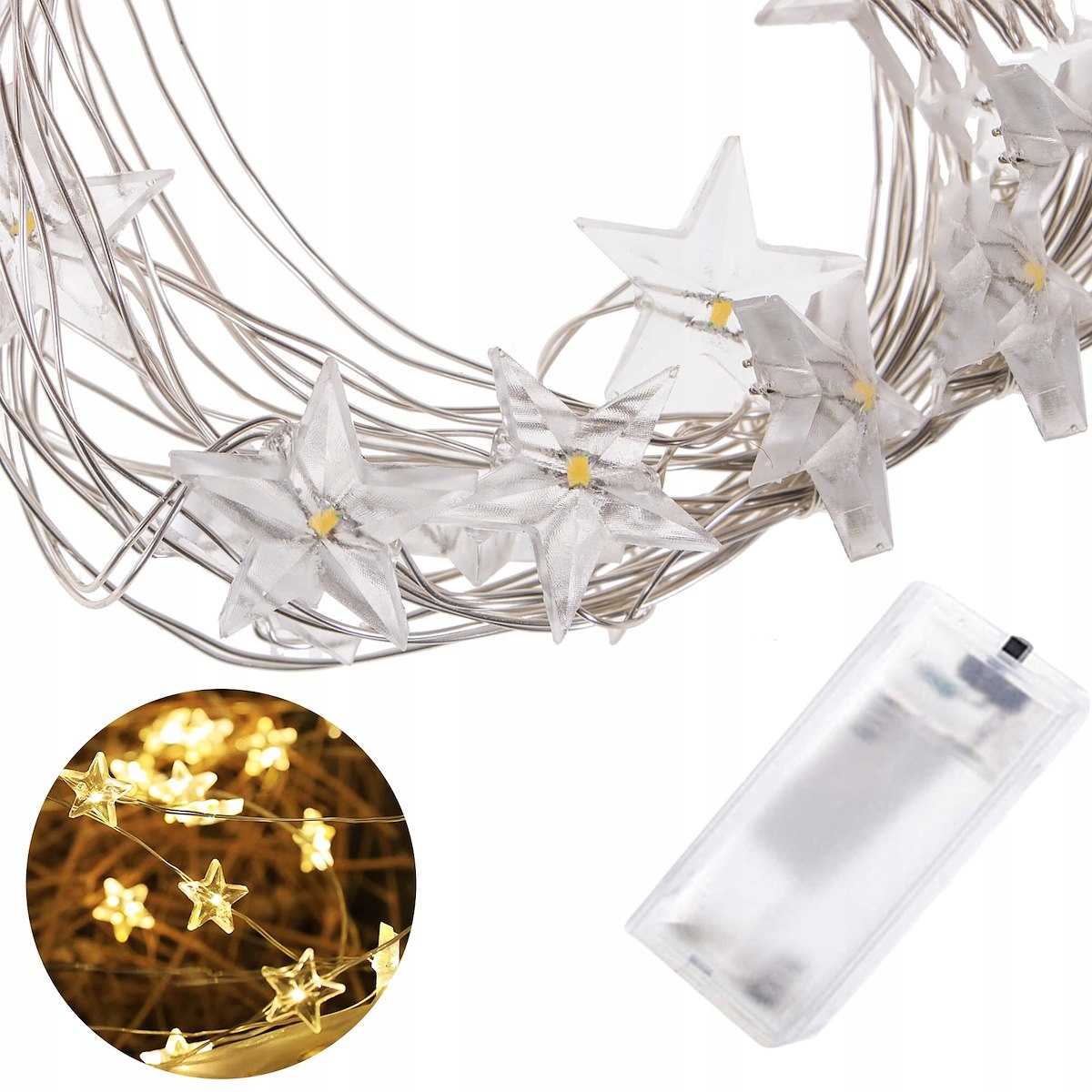 LAMPKI CHOINKOWE GWIAZDKI DRUCIK 20LED BATERIE 2m Stan opakowania oryginalne