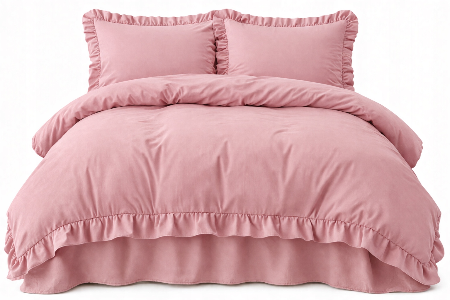 Povlečení 220x200 Růžové s Falbankou 2x 70x80 Komplet 3 Č. Exkluzivní Premium