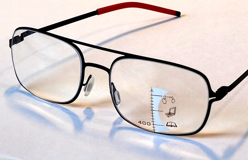 Okulary progresywne gotowe metalowe czarne Dal 0, Bliż +2