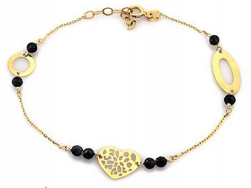 

Złota bransoletka 585 czarne kamienie zawieszki