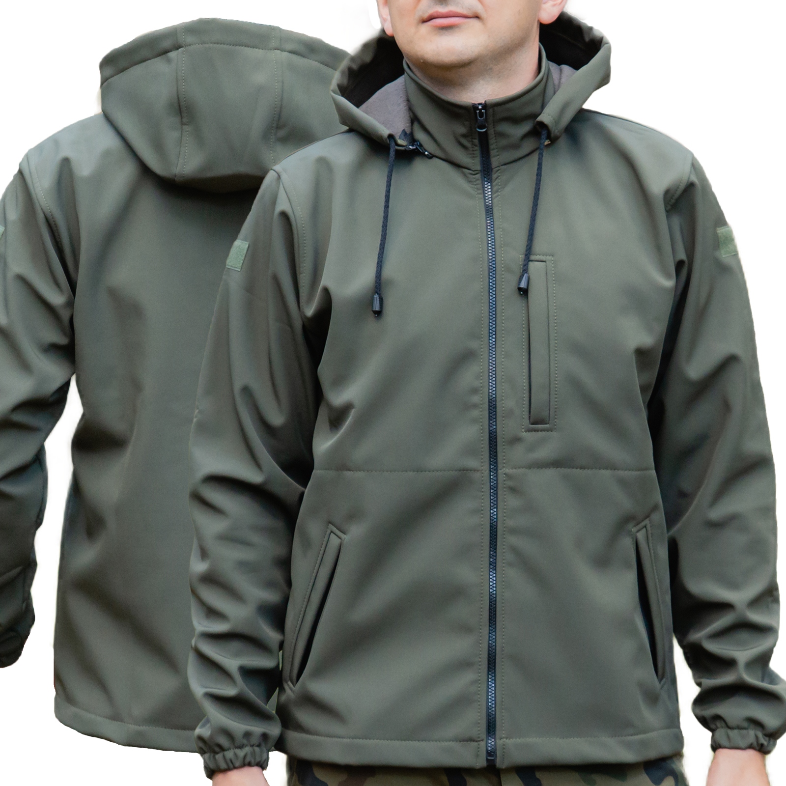Kurtka SOFTSHELL Olive WODOODPORNA z kapturem r. XS