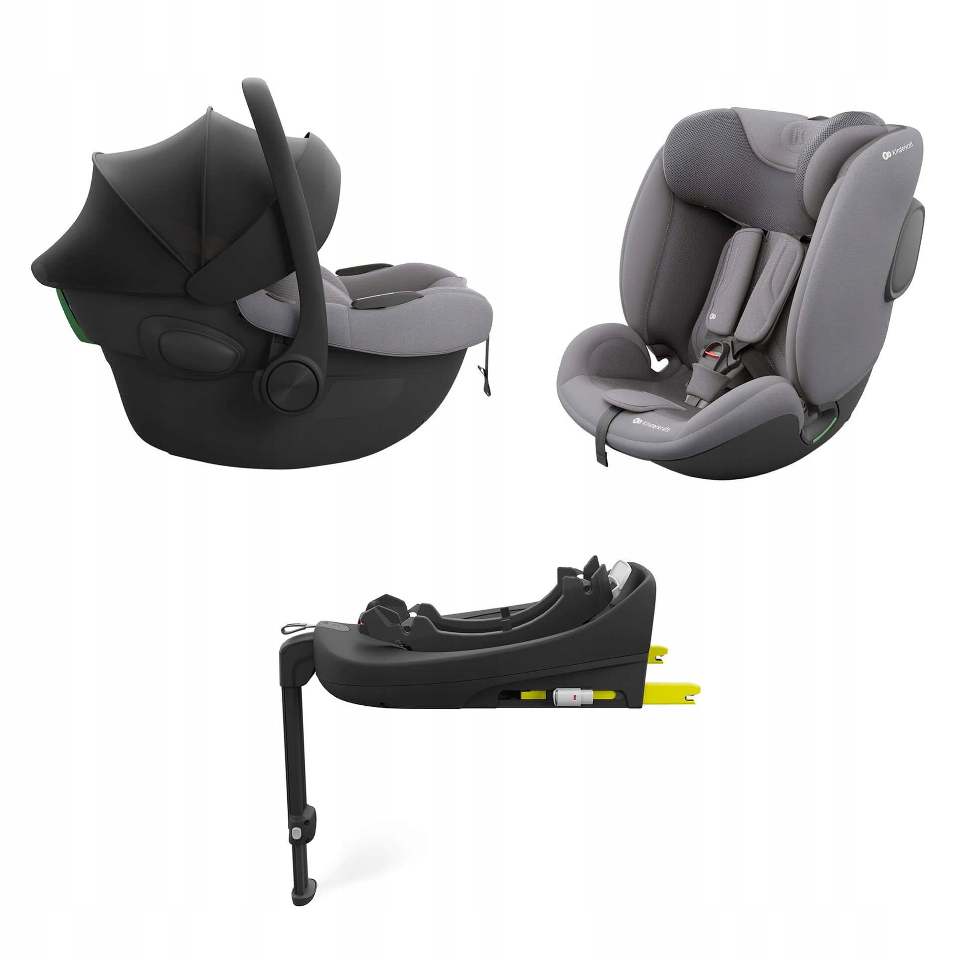 Fotelik samochodowy obrotowy zestaw modularny Kinderkraft 3w1 Endura Isofix