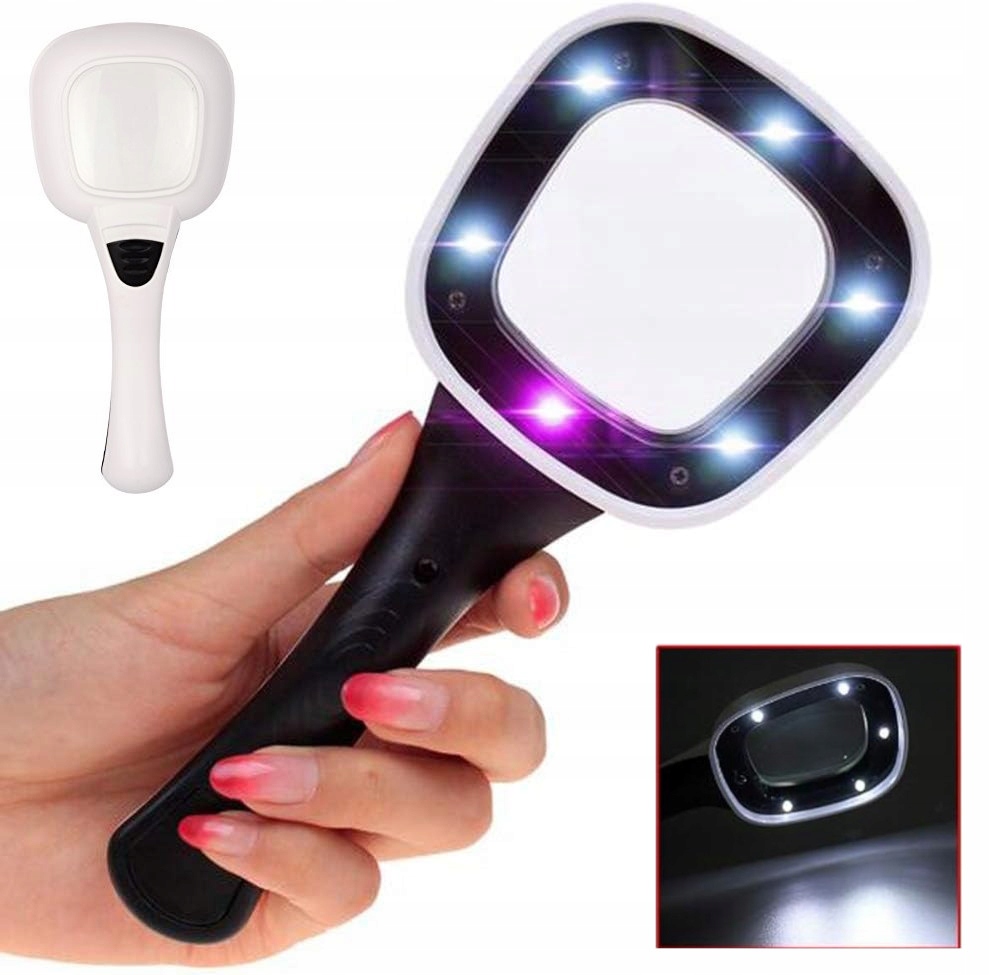 Ручная лупа классическая со светодиодным УФ-увеличительным стеклом x3 для рук 7399