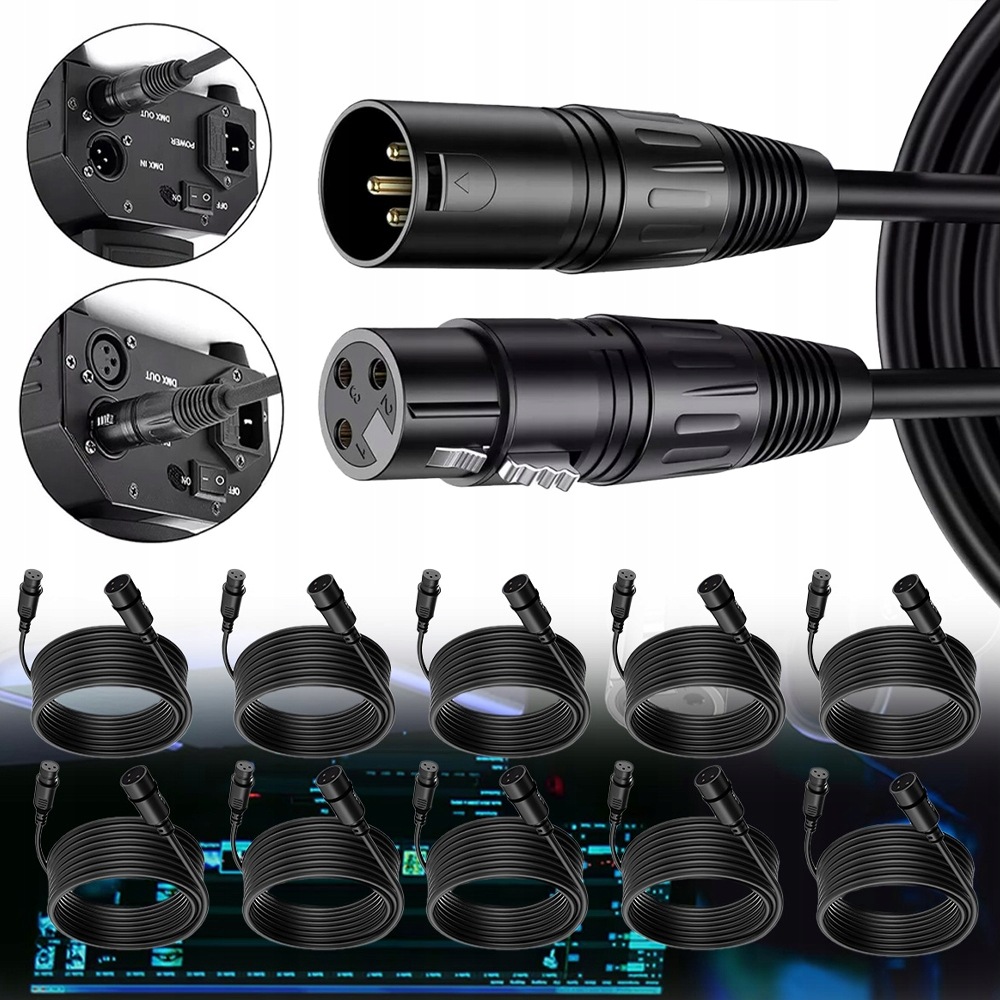 10 audio kabelů Xlr 1~2 m Xlr 3-pinové signálové kabely DMX512