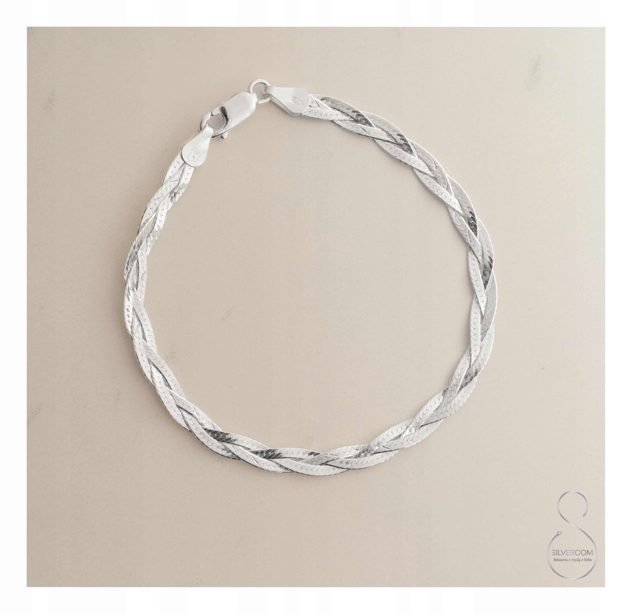 Stříbrný Náramek 925 Páska Trojitá Diamantová 19 CM Dárek