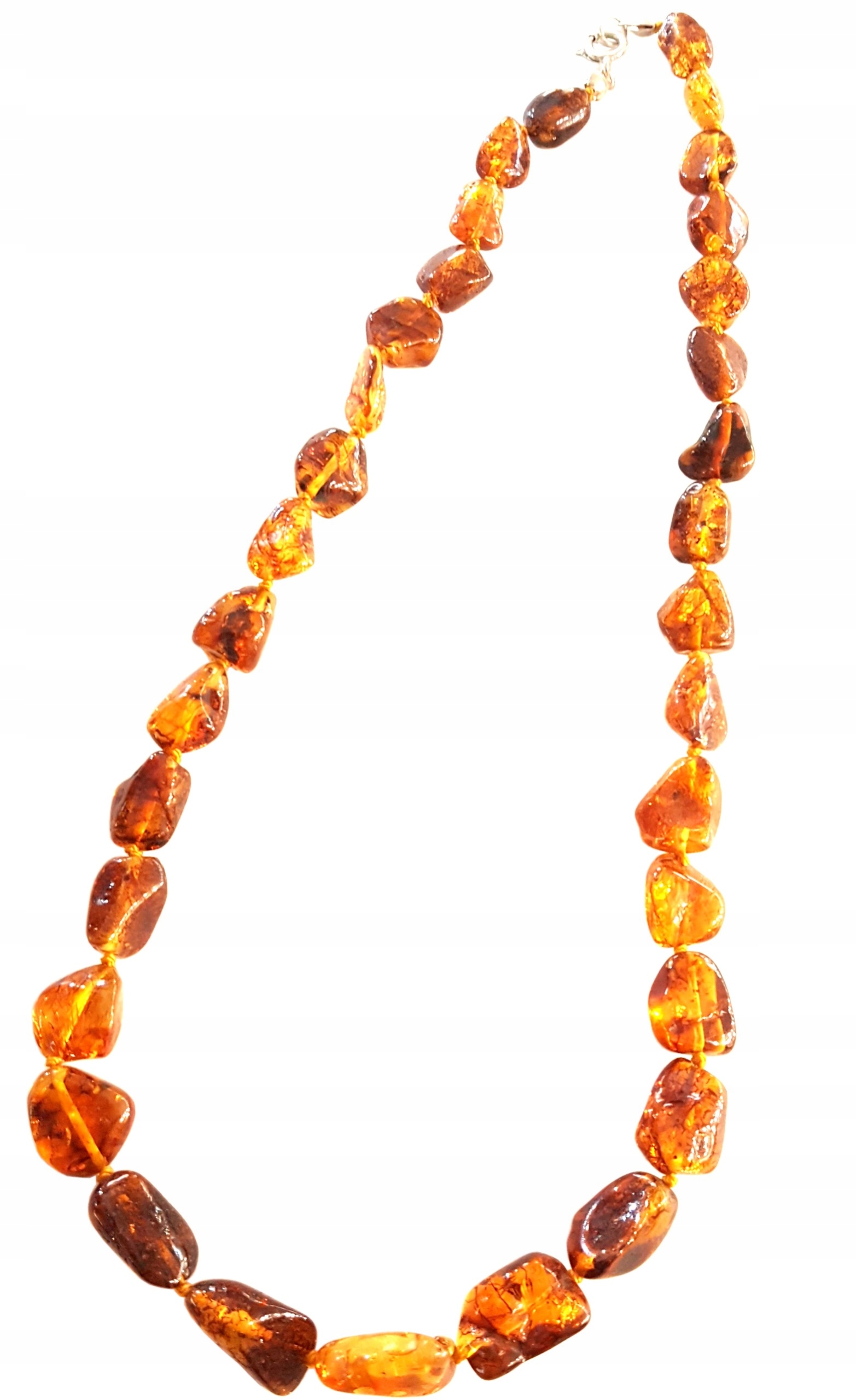 KORALE BURSZTYNOWE- SZLIF. *fasolka* BRĄZOWE -52cm