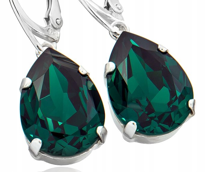 Krystaly Krásné Náušnice Emerald Stříbro Arande