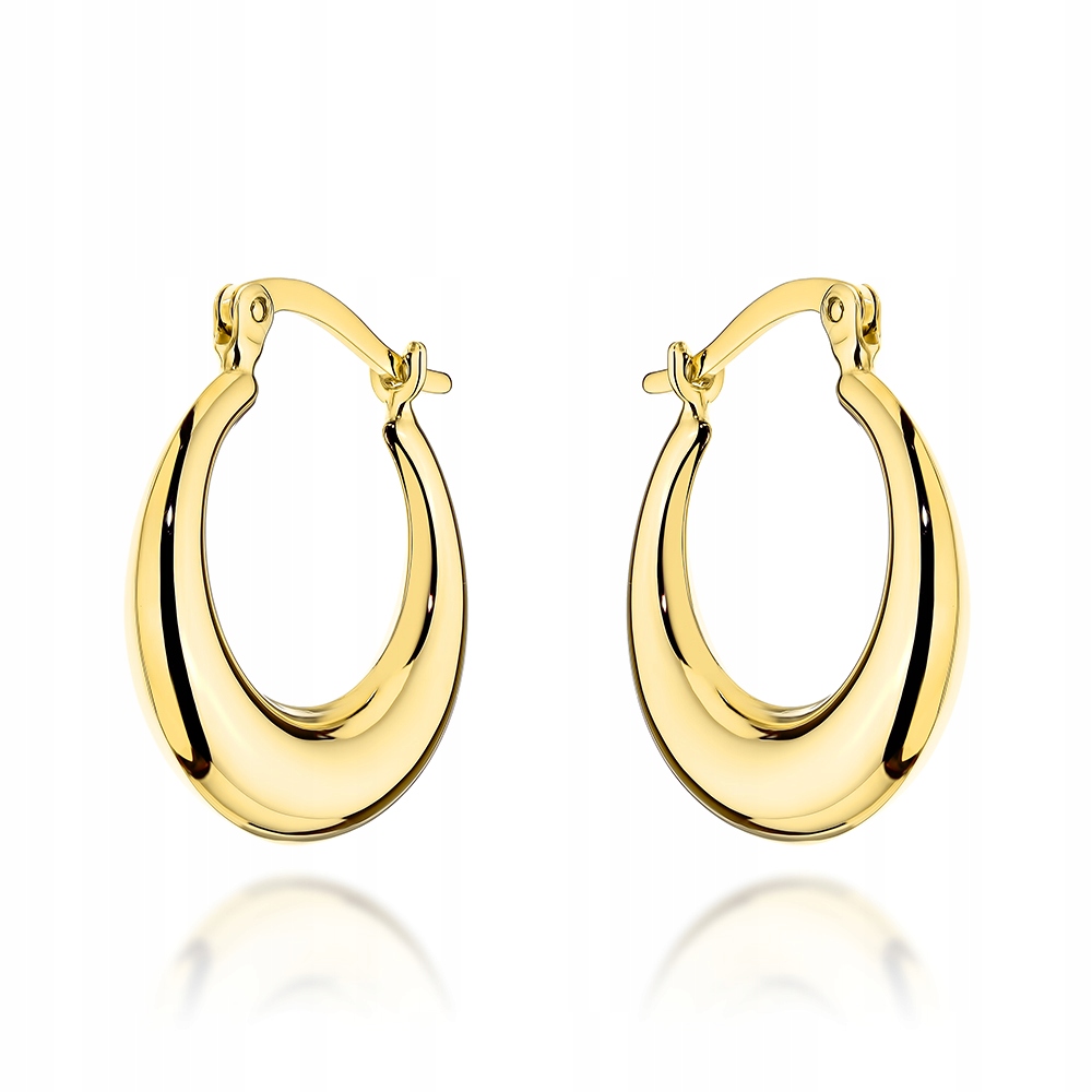 Zlaté náušnice zaoblené Široké ovály 585 Široké leštěné 1.93 g