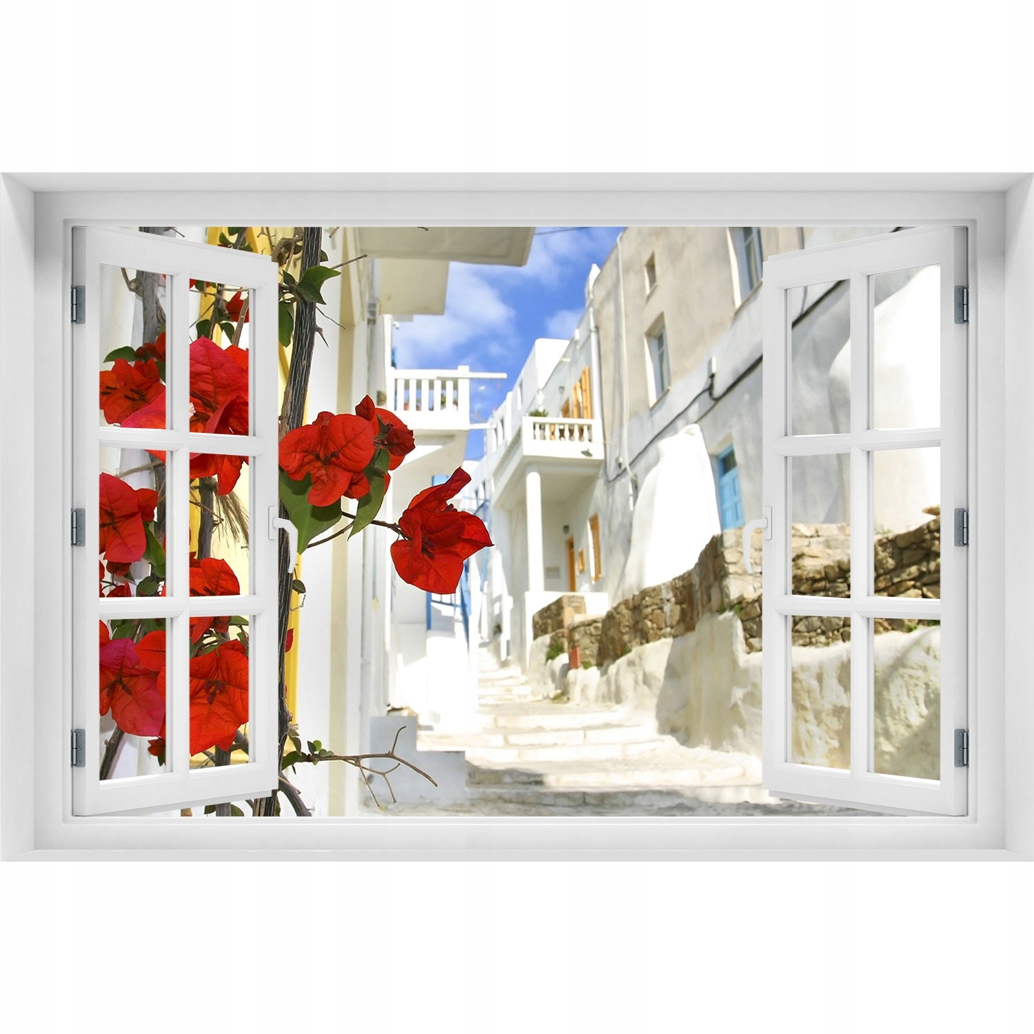 

Naklejka na ścianę 3D Okno Mykonos Grecja 150x100
