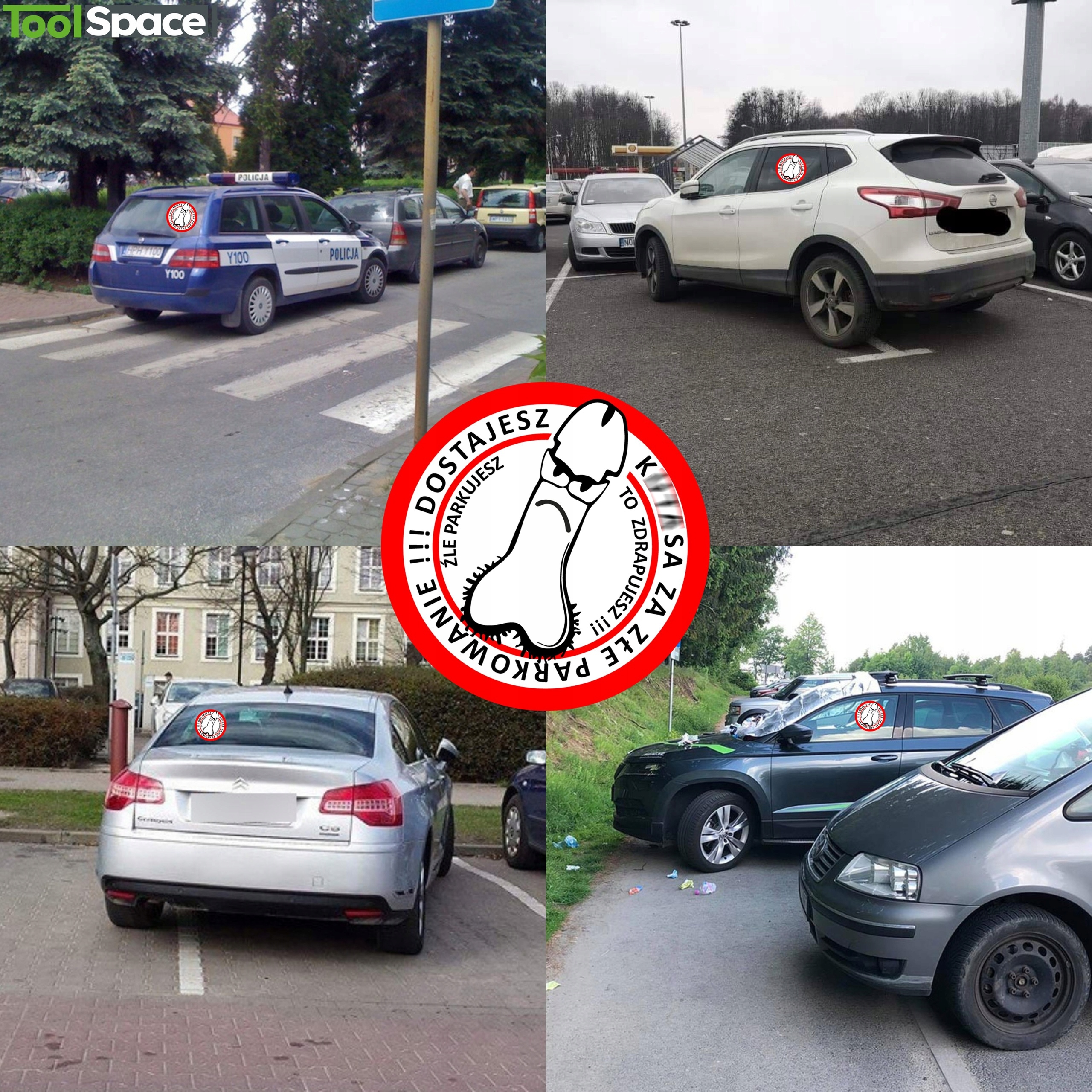 NAKLEJKI TRUDNOZRYWALNE za złe parkowanie KARNY KU*AS 7CM 100szt MOCNY KLEJ Numer katalogowy producenta 9997_1