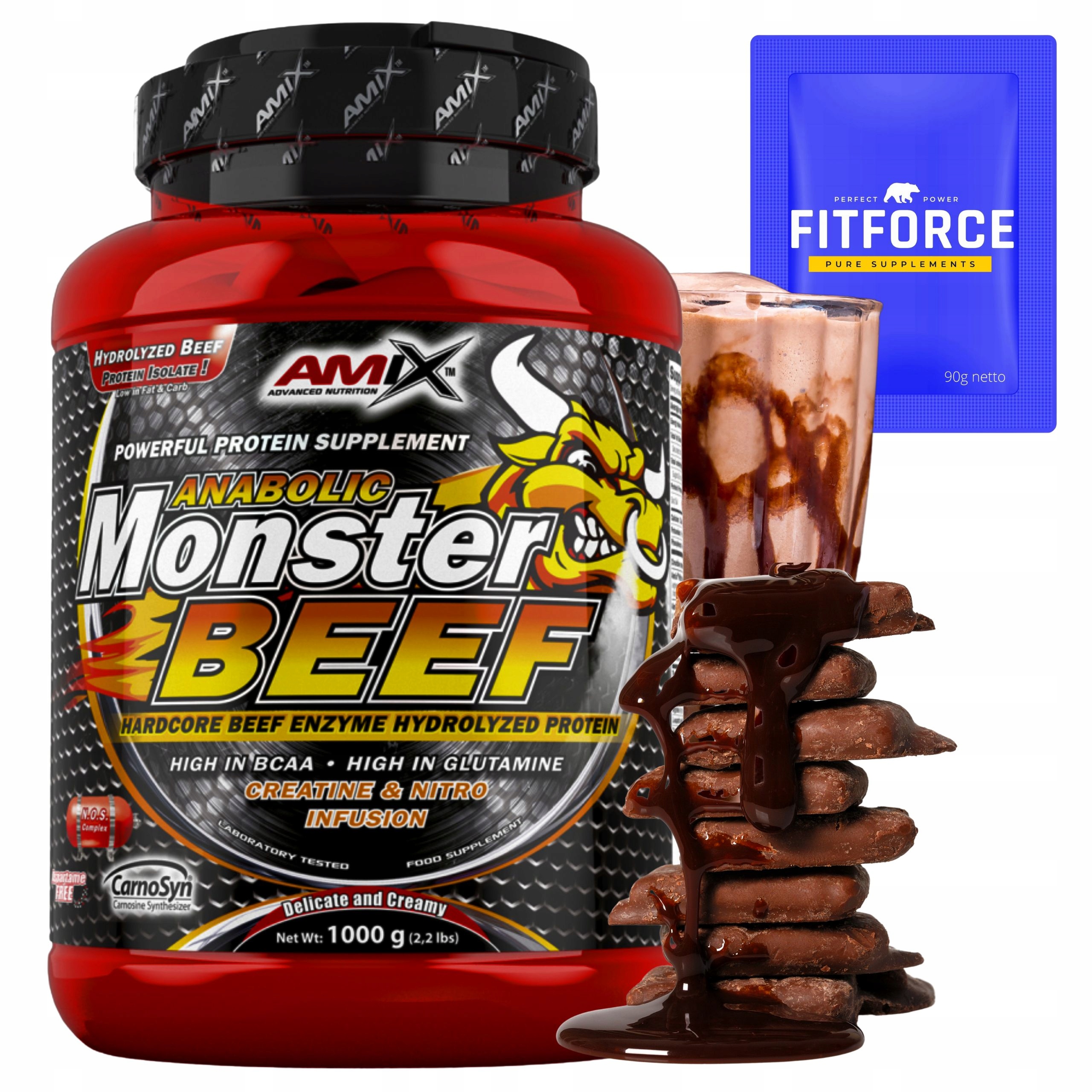 Čokoládový protein Amix Monster Beef Protein Bílkovina Hydrolyzát hovězí 1000 g