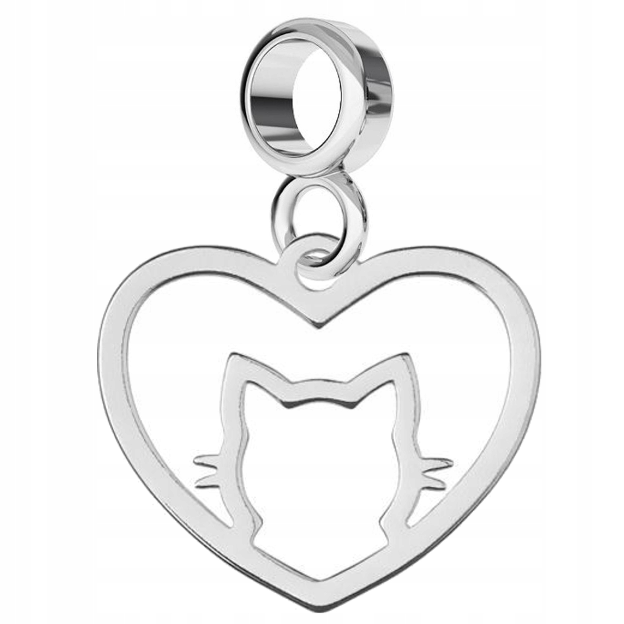 

Charms Zawieszka Kot Kotek W Sercu srebro 925