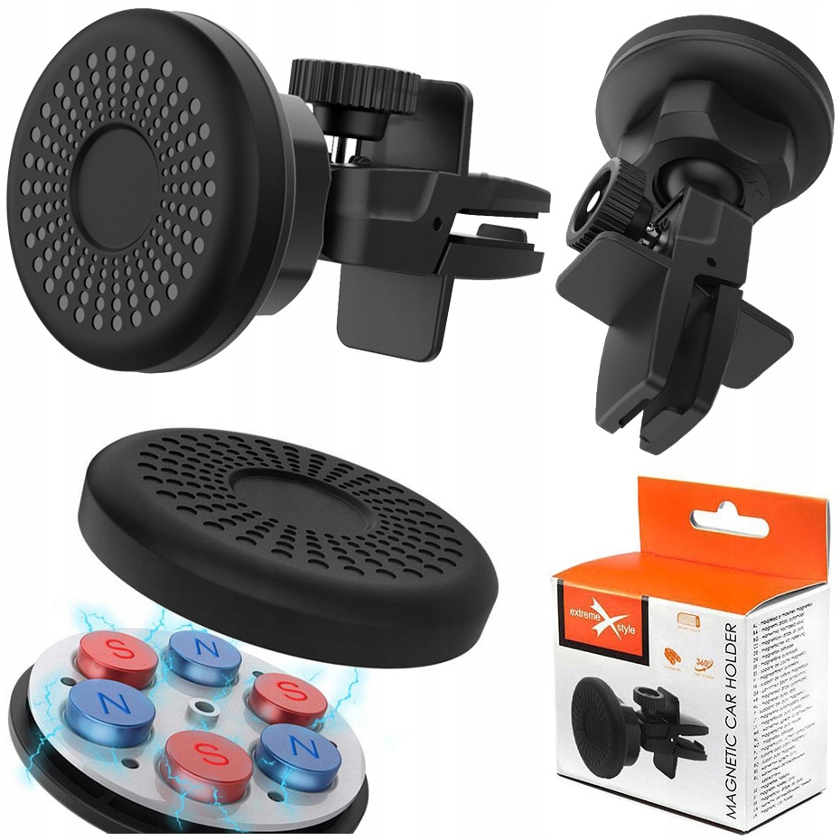Samochodowy uchwyt magnetyczny do telefonu do kratki nawiewu 6 magnesów
