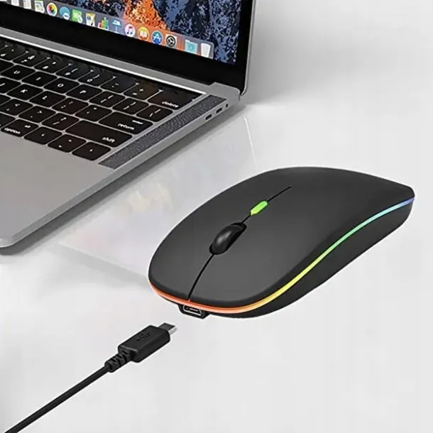 CICHA MYSZ BEZPRZEWODOWA DO LAPTOPA PODŚWIETLANA Interfejs USB USB (Radio 2.4 GHz)