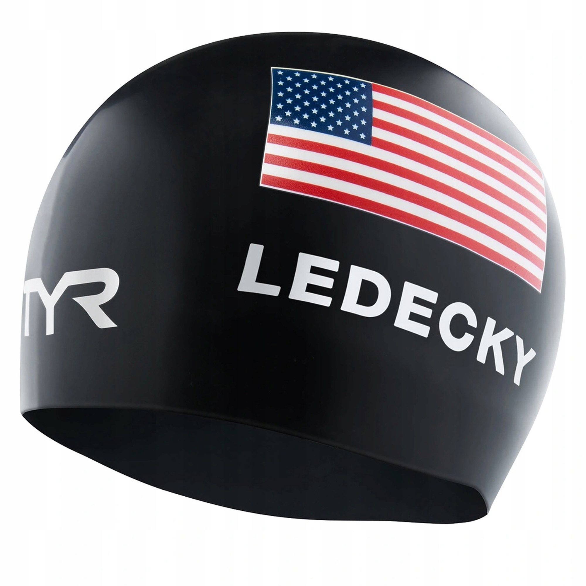 Czepek pływacki na basen uniwersalny Tyr Usa Ledecky czarny