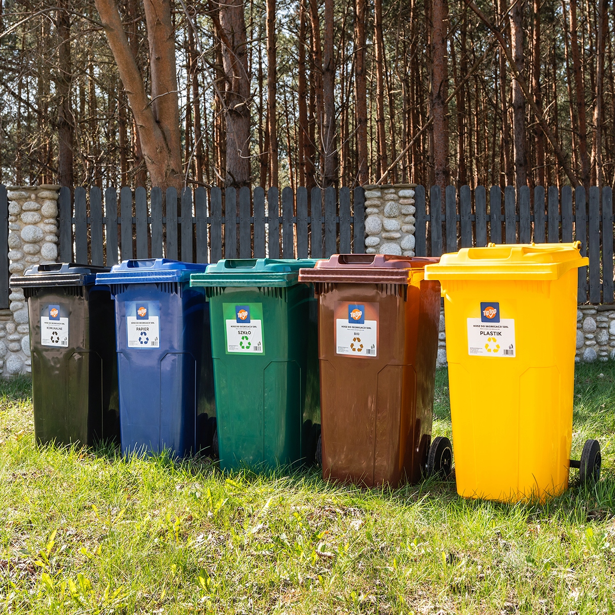 KOSZ NA ŚMIECI NIEBIESKI 120L POJEMNIK DO SEGREGACJI ŚMIECI WYSOKI PAPIER Marka inna