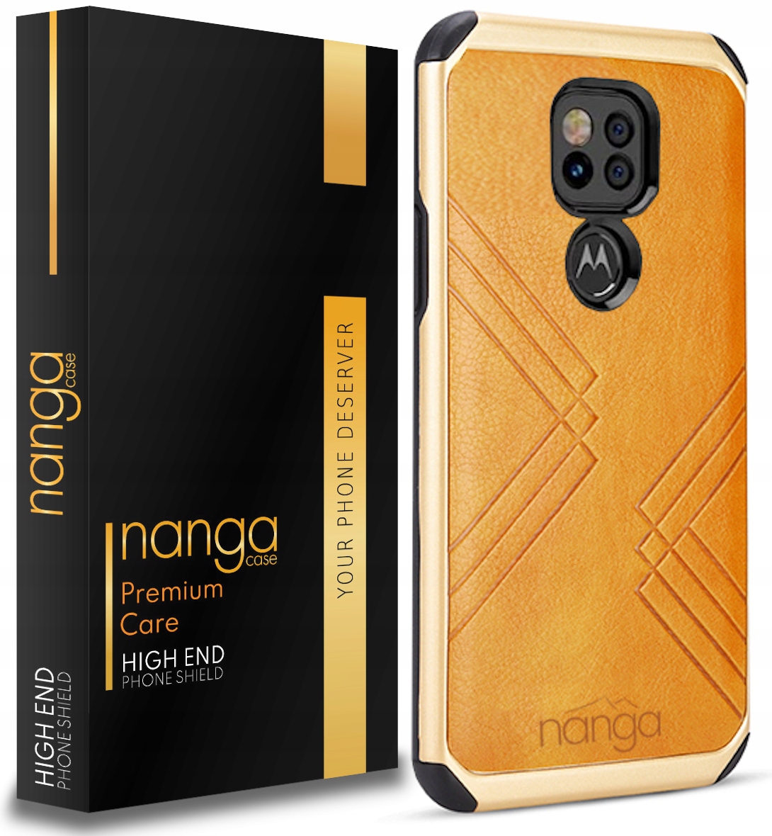

Etui Ze Skóry Business Do Moto E7 Plus Gold