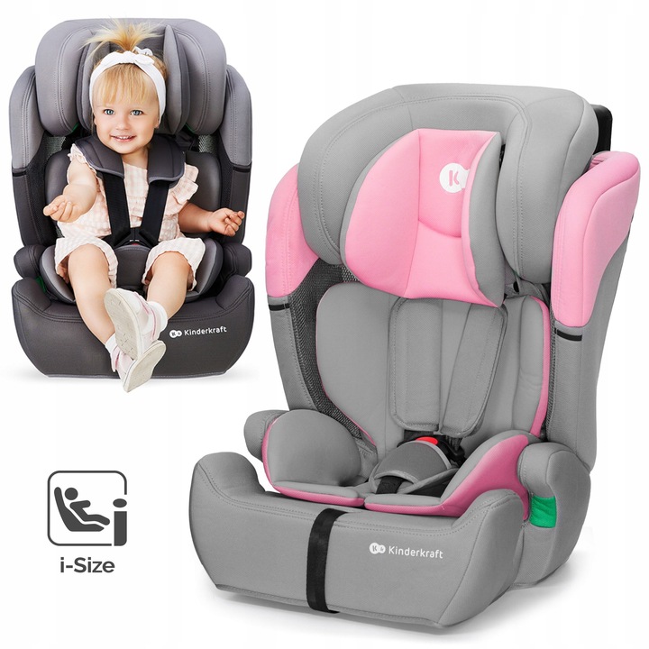 Fotelik Samochodowy Kinderkraft Comfort Up I-size 76-150 cm 9-36 kg Różowy