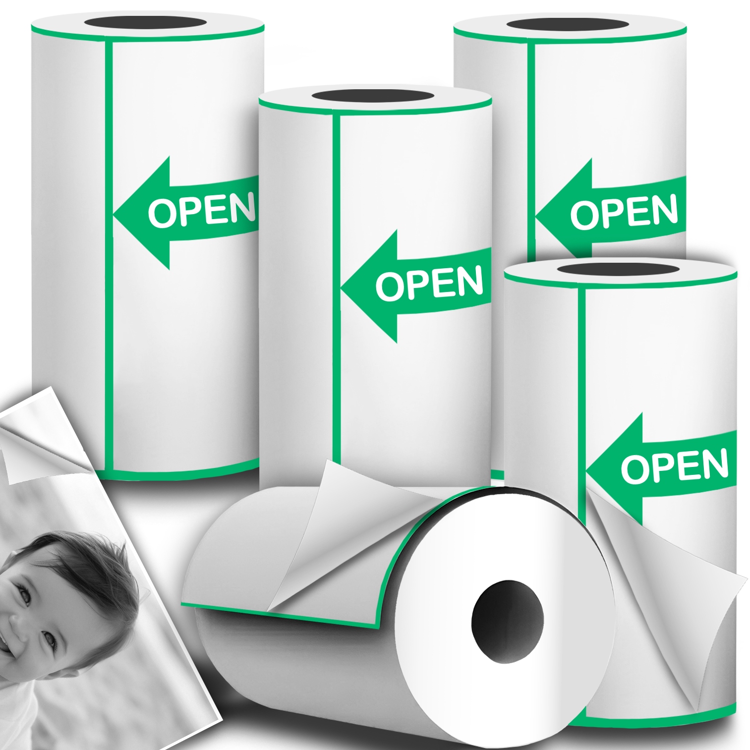 5x PAPIER SAMOPRZYLEPNY WKŁADY DO MINI DRUKARKI DRUKUŚ BARDZO MOCNY KLEJ