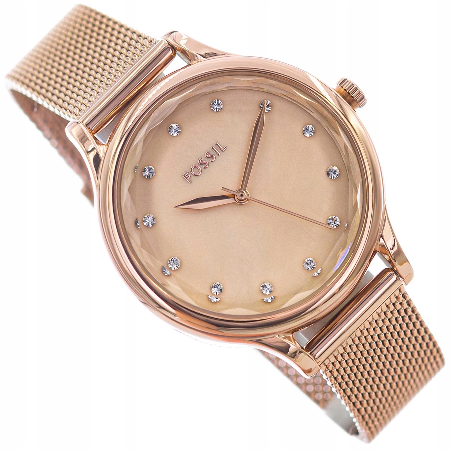 Dámské Hodinky Fossil BQ3392 Laney Růžové Zlato, Náramek Mesh