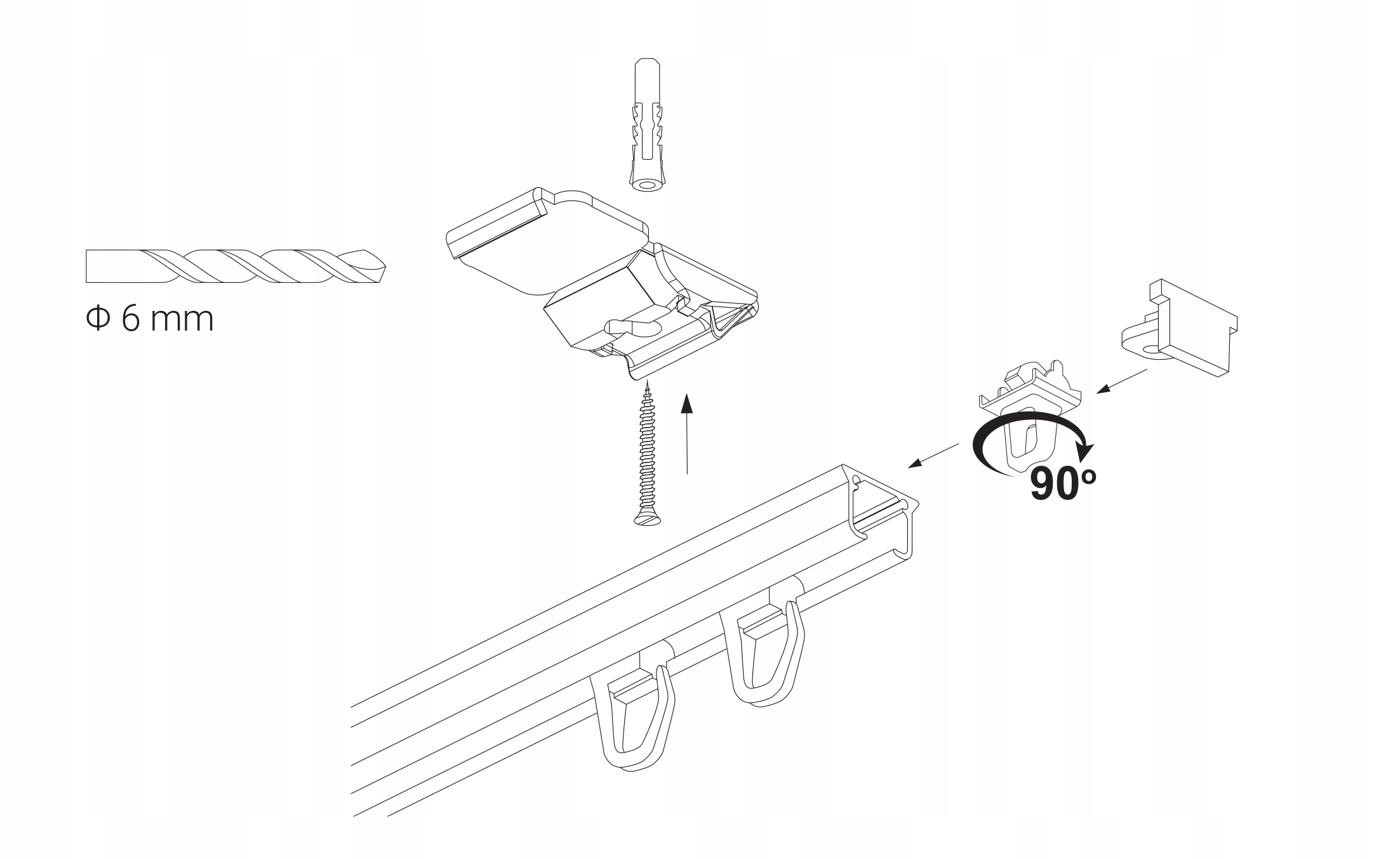 Karnisz pojedynczy, BIAŁA SZYNA ZS-250 cm Creativa AGRAFKI Marka Creativa