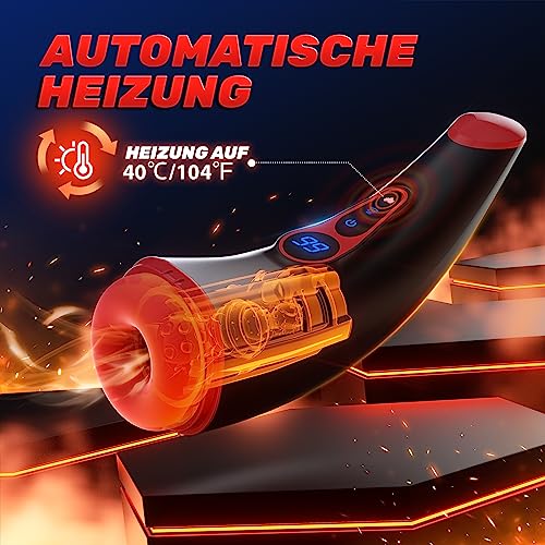 APP MASTURBATOR Dla Mężczyzn 9 Trybów Ssania i Wibracji LCD Wyświetlacz — miniatura 3