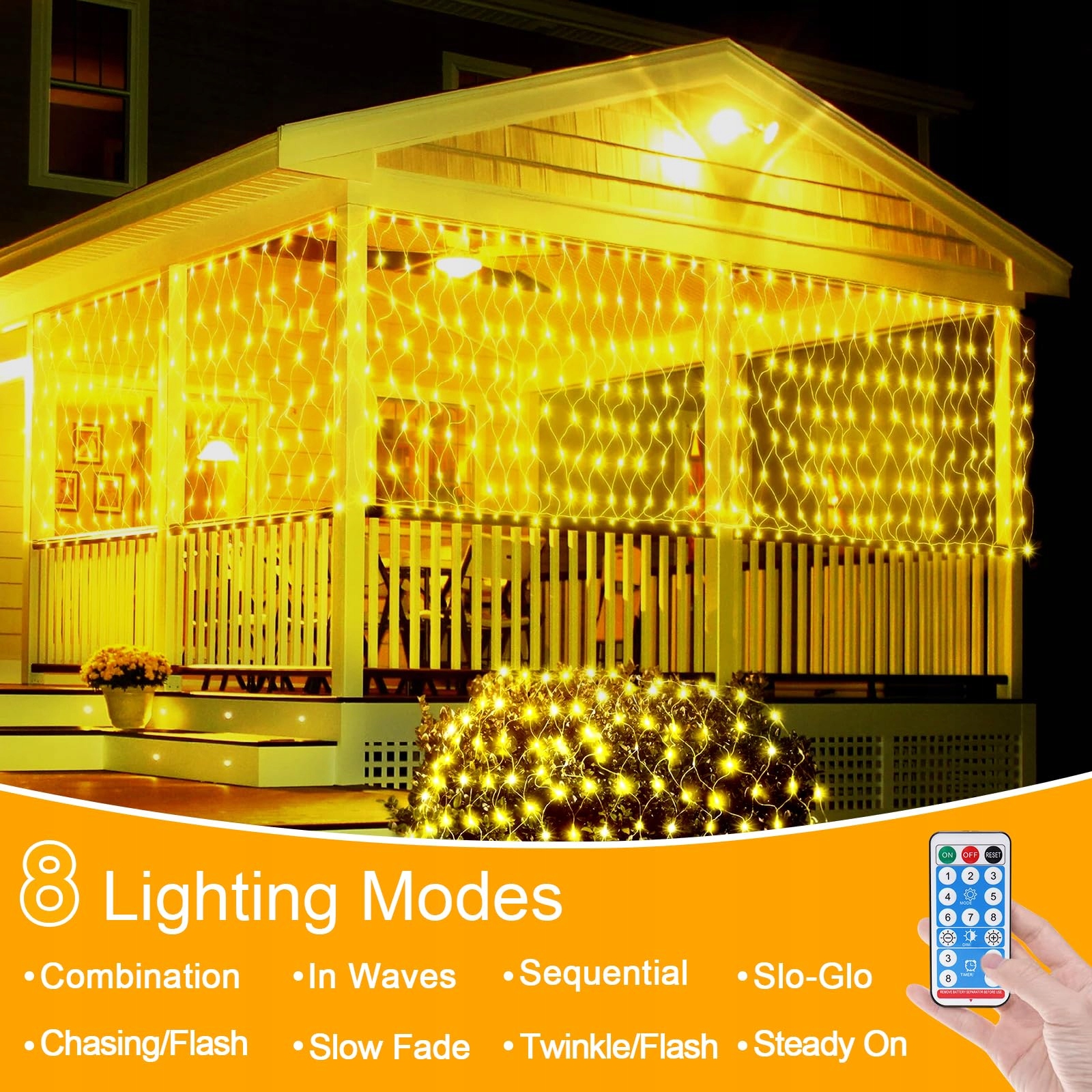 WOSKJXAS SIATKA ŚWIETLNA GIRLANDA WODOODPORNA LAMPKI OZDOBNE 192 LED 2x3M — miniatura 4
