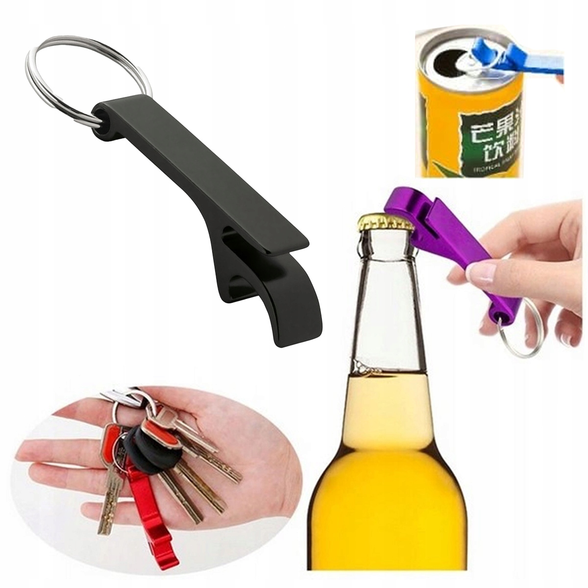 OTWIERACZ DO BUTELEK BRELOK METALOWY czarny Aluminium