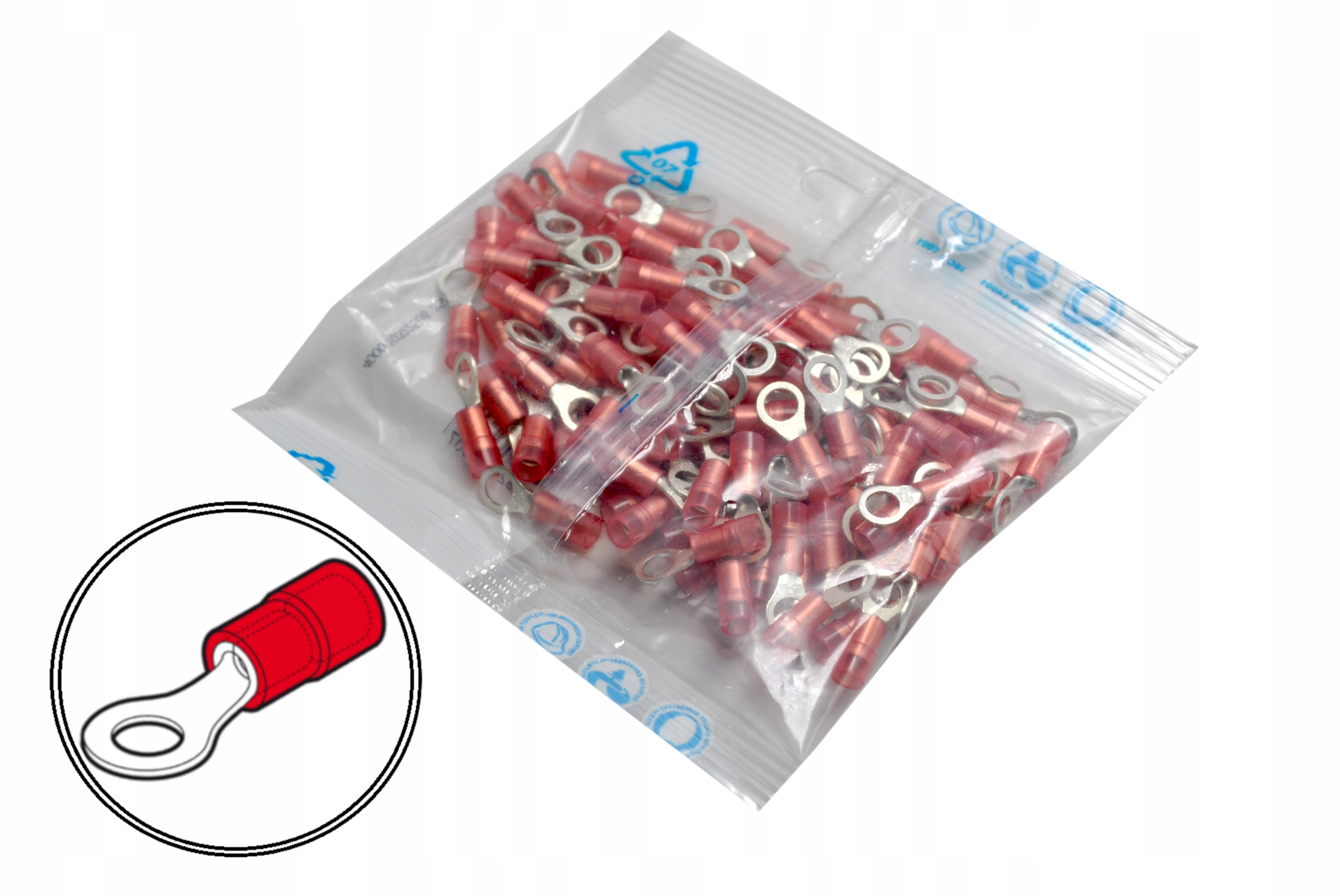 Końcówka oczkowa czerwona wzmocniona Cembre RKY-M5 0,25-1,5mm² 100SZT