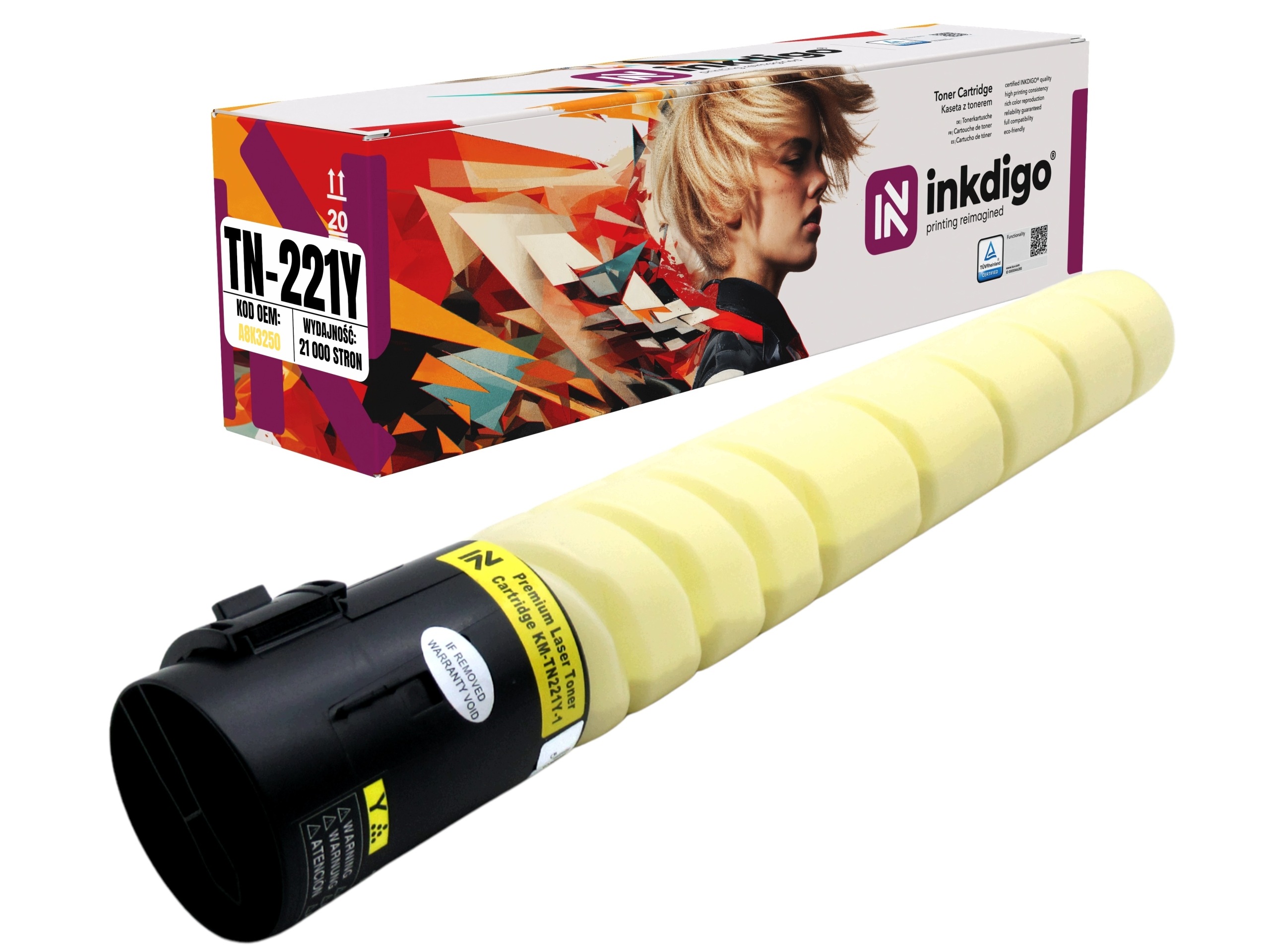 Náhradní toner TN221Y pro Konica Minolta Bizhub C227 C287 A8K3250 Yellow