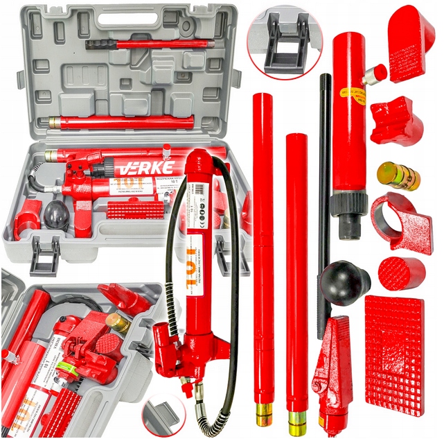 Rozpierak Hydrauliczny 10T Ton Zestaw Blacharski Siłownik Pompa Akcesoria