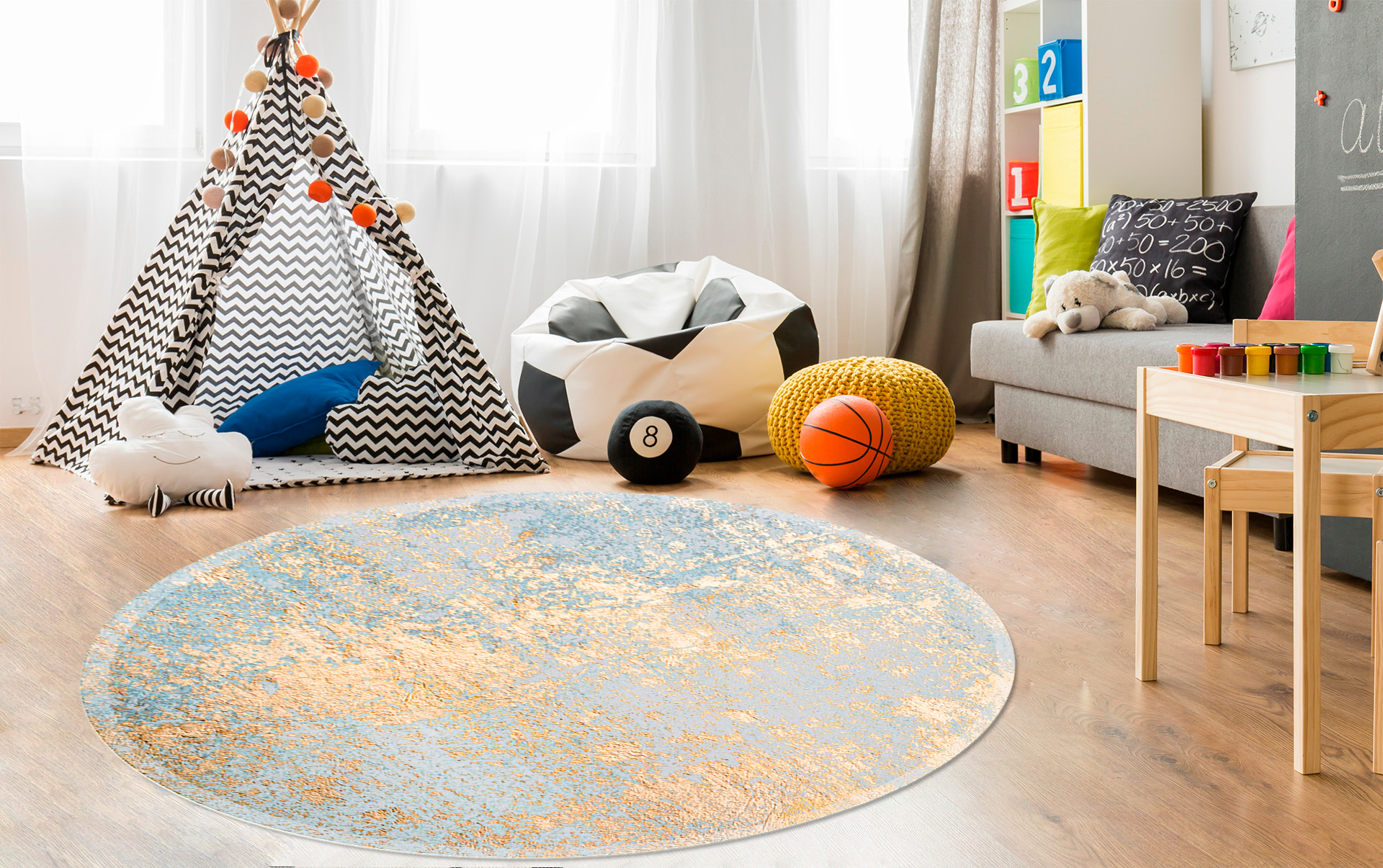 Mata pod fotel okrągła 100cm ZŁOTO GLAMOUR ART Marka matoMAT