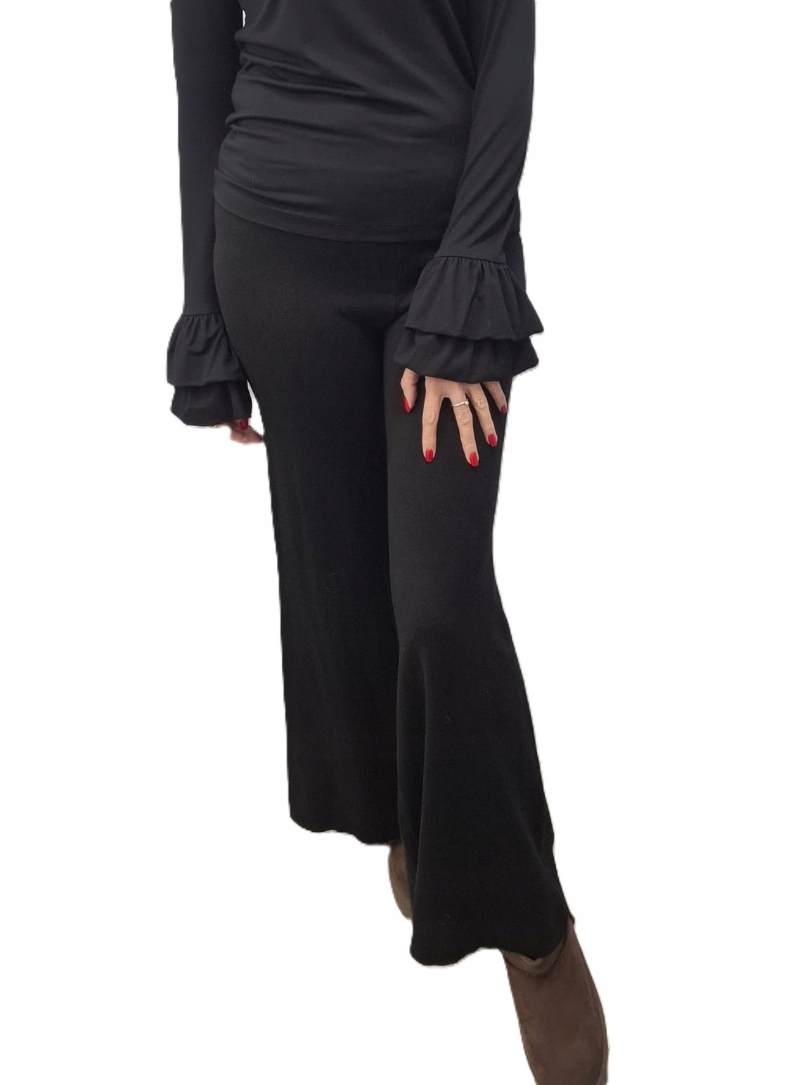 Lemonada Černé pletené kalhoty se zvony Uni New