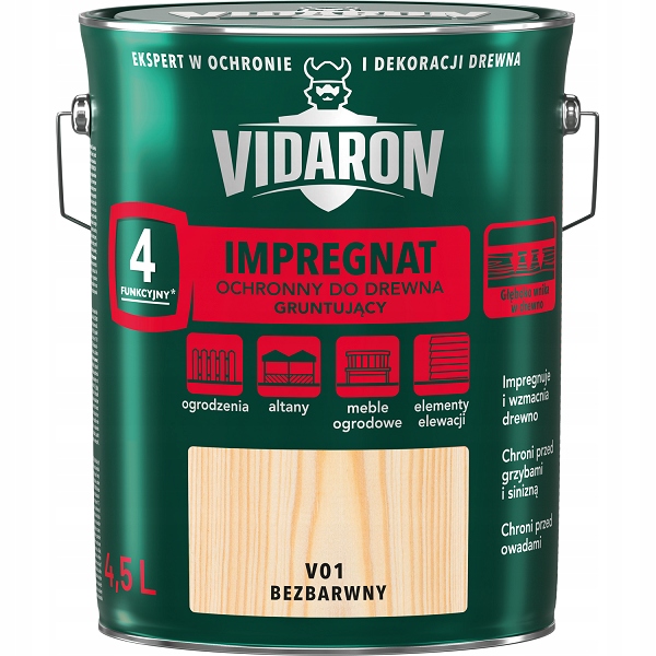Vidaron Impregnat Ochronny Gruntujący Grunt Podkład Bezbarwny V01 4.5L