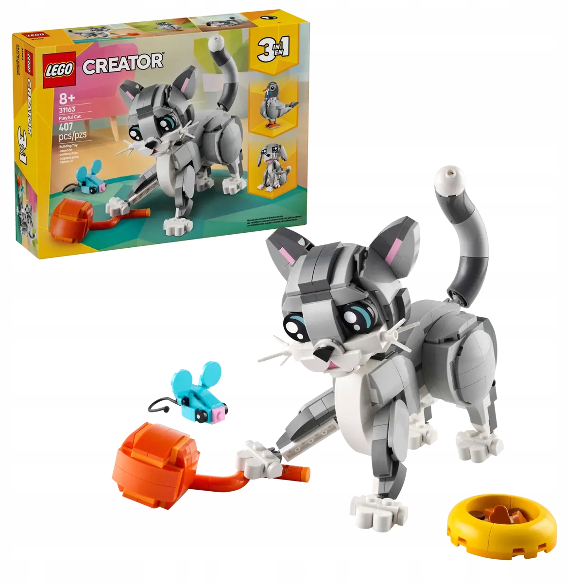 Lego Creator 31163 zvířátka Psí kočička a myš, pohyblivý pejsek, holub
