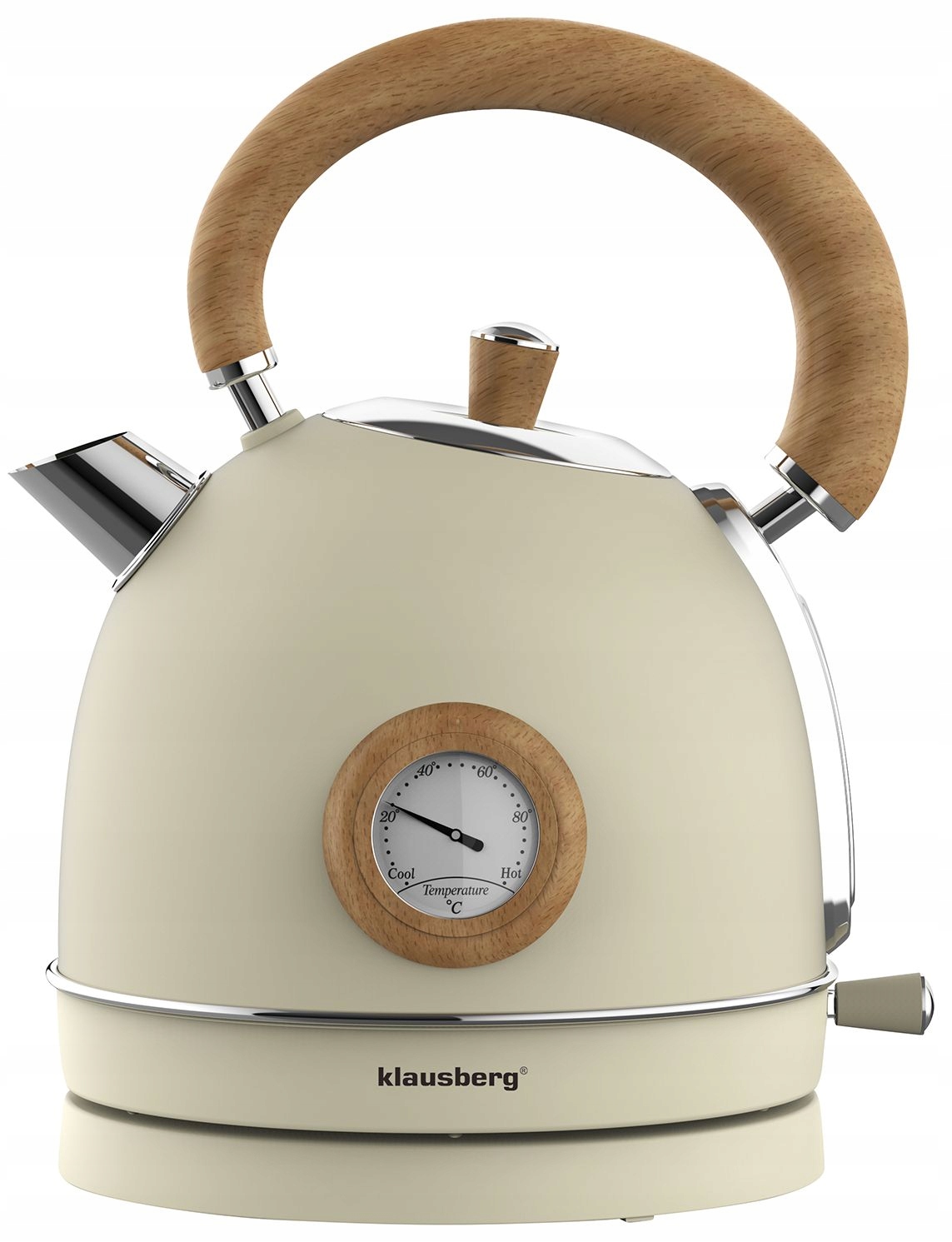 Elektrická varná konvice 1,8 l Klausberg KB-7906 Retro s teploměrem, béžová, 2200 W