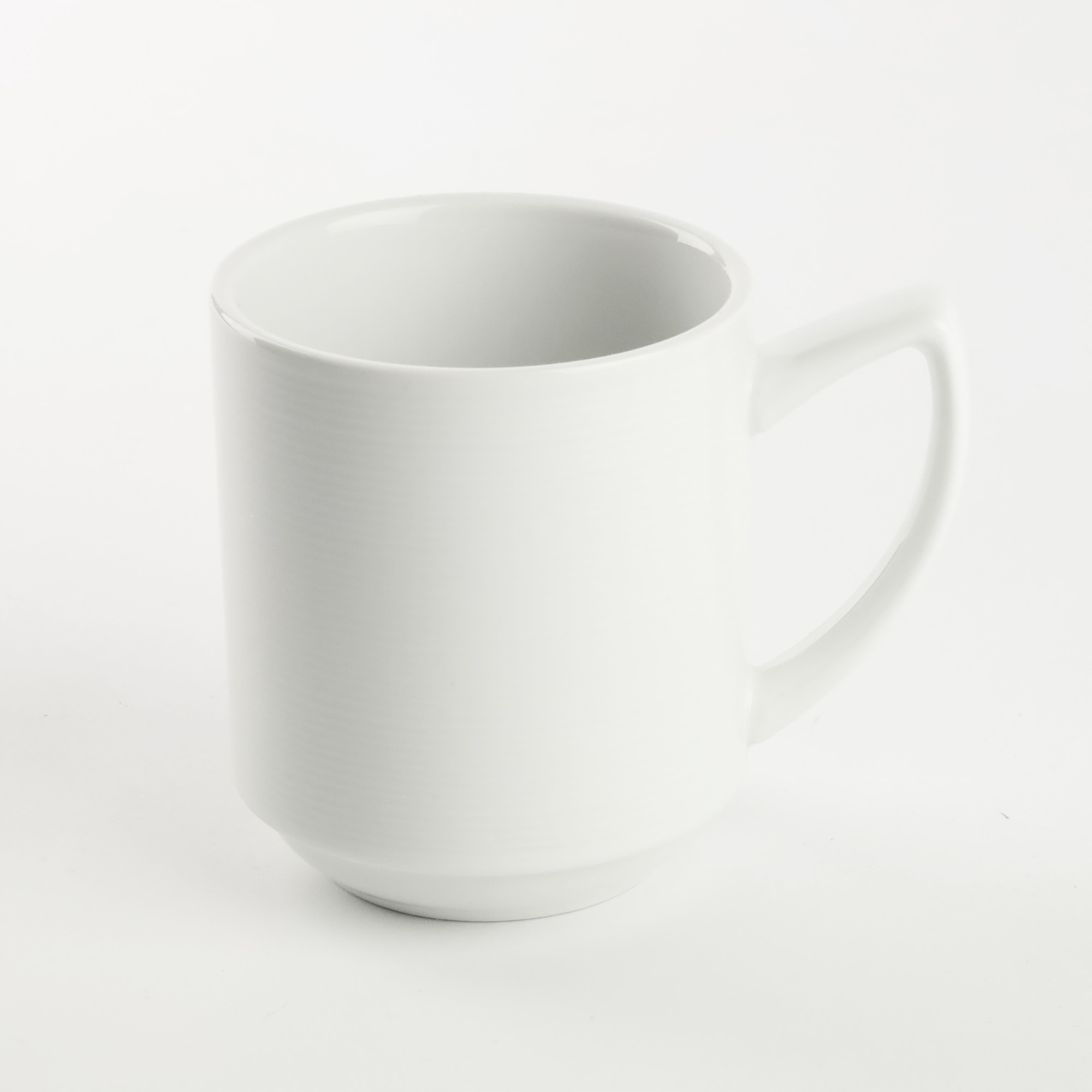 KUBEK PORCELANOWY RYFLOWANY BIAŁY 320ML UNIWERSALNY Z UCHEM NA KAWE HERBATE